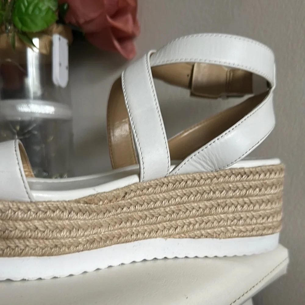 Michael Kors White Wedge Sandals with Jute Midsole - Picture 3 of 6